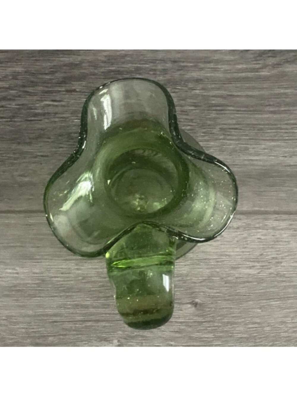 Vintage Small 5" Hand Blown Fancy Green Art Glass Pitcher-Bubble Detail-GUC - Picture 3 of 7